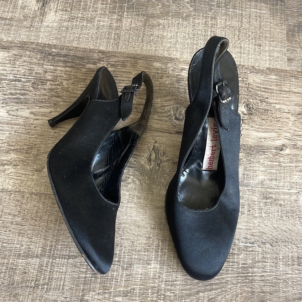 Vintage Herbert Levine satin slingback heels